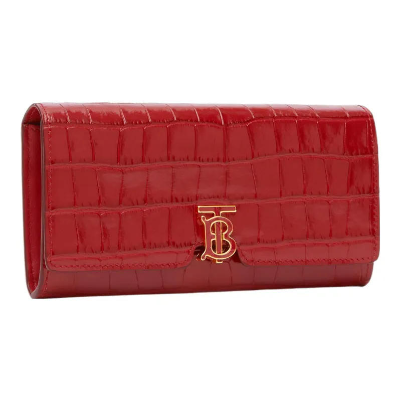 Burberry Calfskin Wallet Women's Deep Red-2
