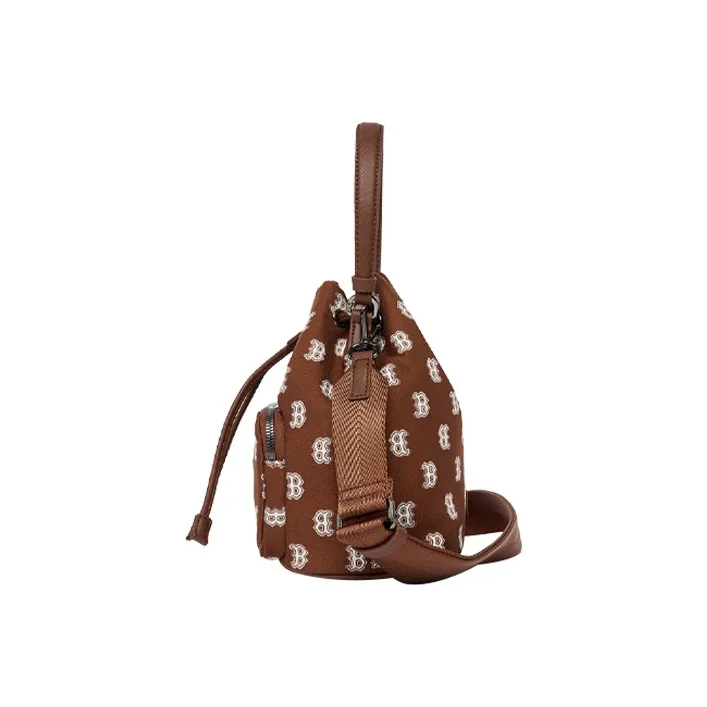 MLB Monogram Collection Polyester Bucket Bag Handbag Shoulder Bag Crossbody Bag Regular Women's Red Brown-2