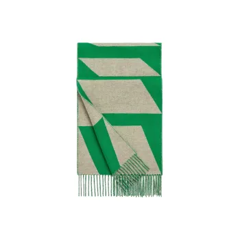 HERMES Knit Scarves Women's Green/Beige