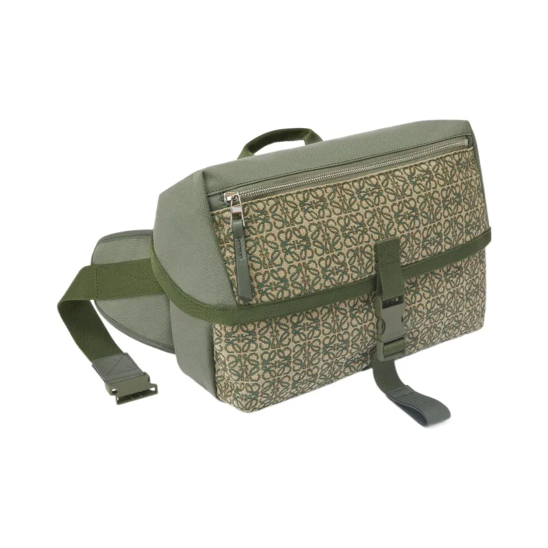 LOEWE Anagram Jacquard With Canvas Shoulder Bag Regular Men's Khaki Green-1
