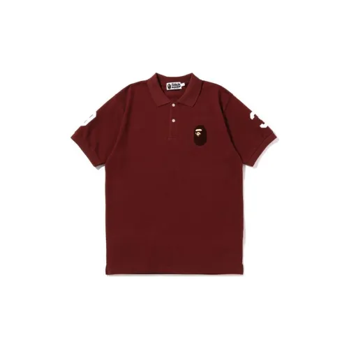 A BATHING APE Ape Head Series Polo Shirts Men Burgundy