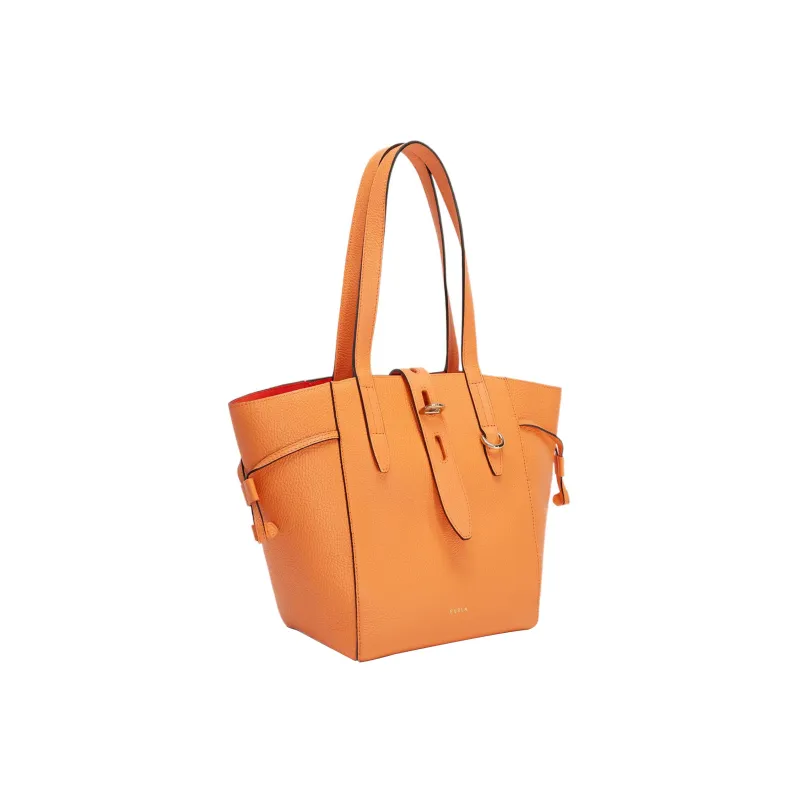Furla Net Collection Textured Calfskin Tote Bag Shopping Bag Shoulder Bag Handbag Medium Size Women's Orange-1