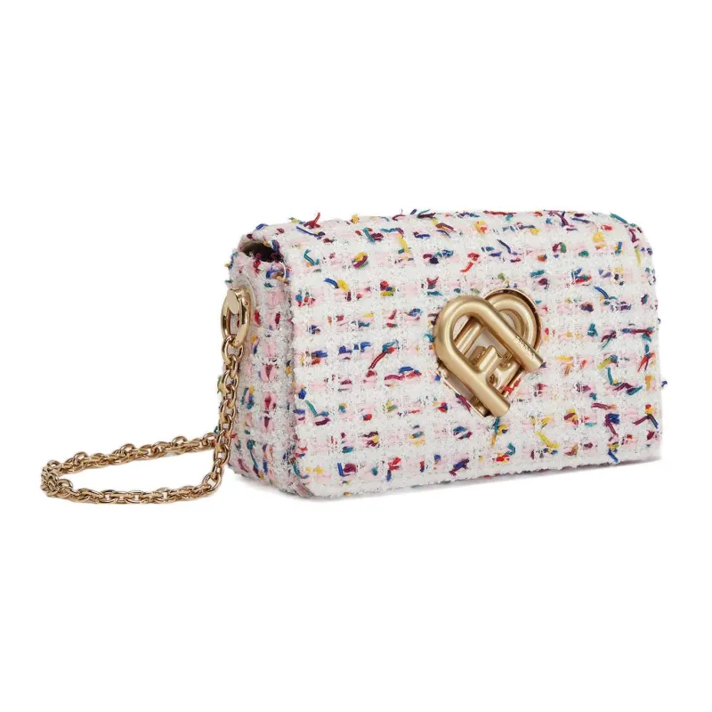 Furla My Joy Beaded Leather Fabric Shoulder Bag Crossbody Bag Mini Women's Talc White-1