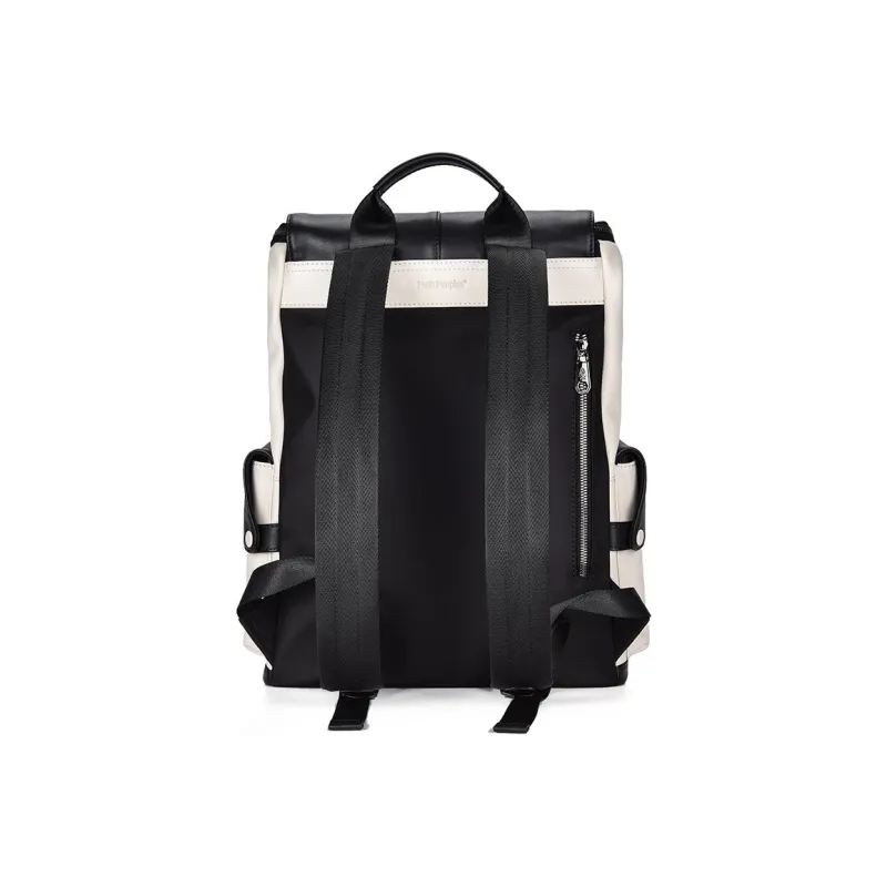 Hush Puppies Top Grain Cow Leather Backpack Large Size Men's Black-3