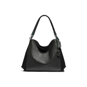 COACH Dalton Pebbled Leather Tote Bag Shopping Bag Handbag Shoulder Bag Large Size Women's Black/Pine Green