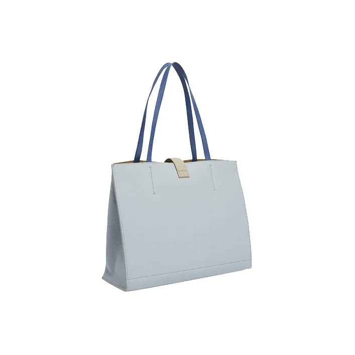 Furla Sofia Collection Grain Texture Leather Tote Bag Shopping Bag Handbag Large Size Women's Gray Blue-2