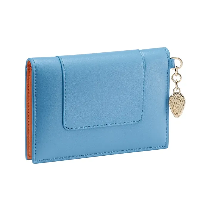 BVLGARI Serpenti Forever Calfskin Card Clip Card Holder Women's Blue-1