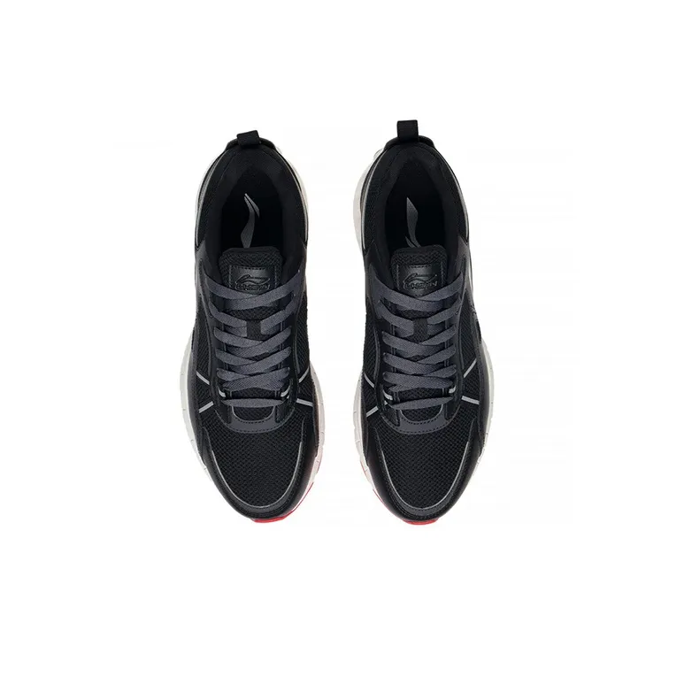 LiNing Cushioned Anti-Slip Wear-Resistant Breathable Lightweight Low-Top Running Shoes Men's Black Gray-3