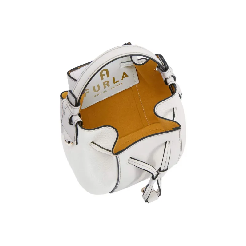 Furla Miastella Calfskin Bucket Bag, Handbag, Shoulder Bag, Crossbody Bag Mini Women's White-3