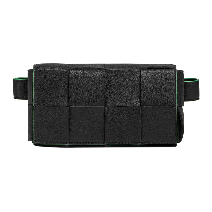 Bottega Veneta CASSETTE Pillow Bag Cow Leather Fanny Pack Mini Men's Black/Green-0