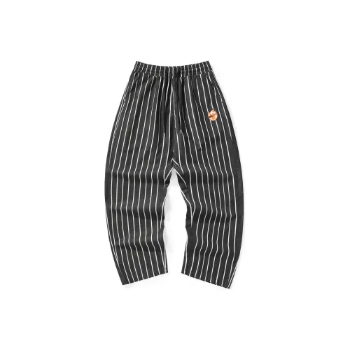 GENANX Casual Pants Unisex Black/White Stripe