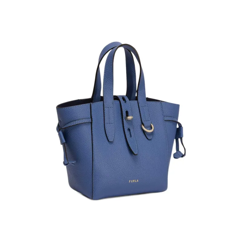 Furla Net Collection Textured Calfskin Tote Bag Shopping Bag Shoulder Bag Crossbody Bag Mini Women's Blue-1