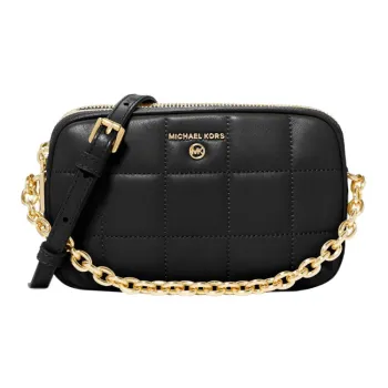 MICHAEL KORS Jet Set Charm Leather Envelope Bag, Makeup Bag, Handbag, Crossbody Bag Small Size Women's Black