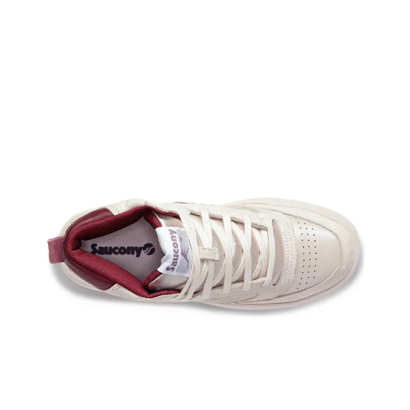 Saucony Jazz Court High Satin Anti-Slip Wear-Resistant High-Top Skateboard Shoes Women's White Purple Standard M-3