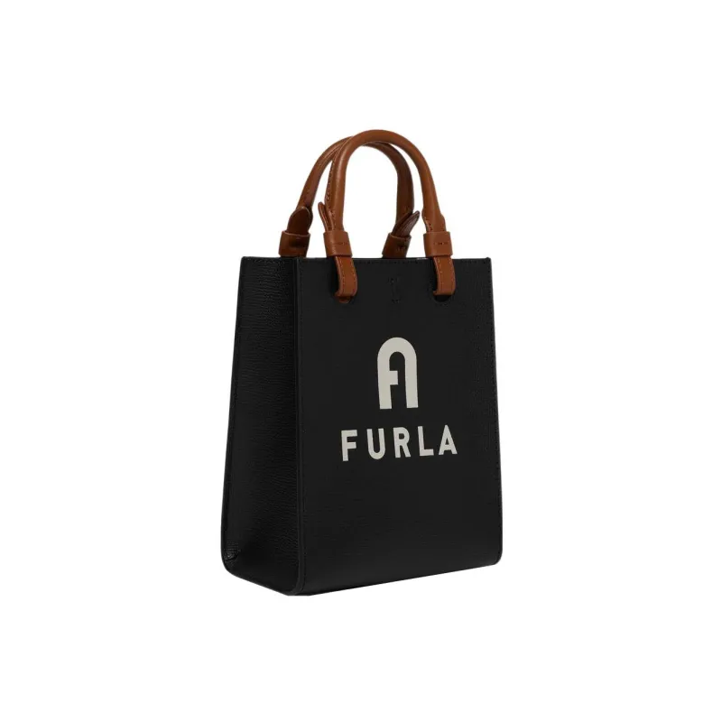 Furla Crumbs Leather Tote Bag Shopping Bag Handbag Shoulder Bag Crossbody Bag Mini Women's Black-2