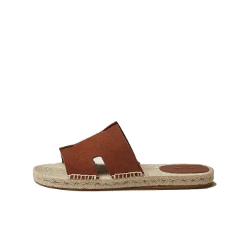 HERMES Antigua Espadrille Gold Suede Goatskin