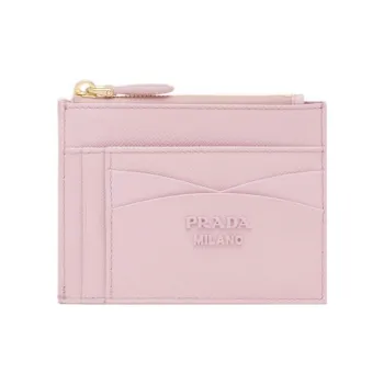 PRADA Saffiano Leather Card Holder Women's Snow Pink