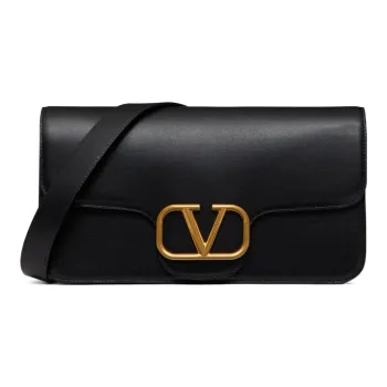 Valentino Calfskin Messenger Bag Crossbody Bag Shoulder Bag Men's Black