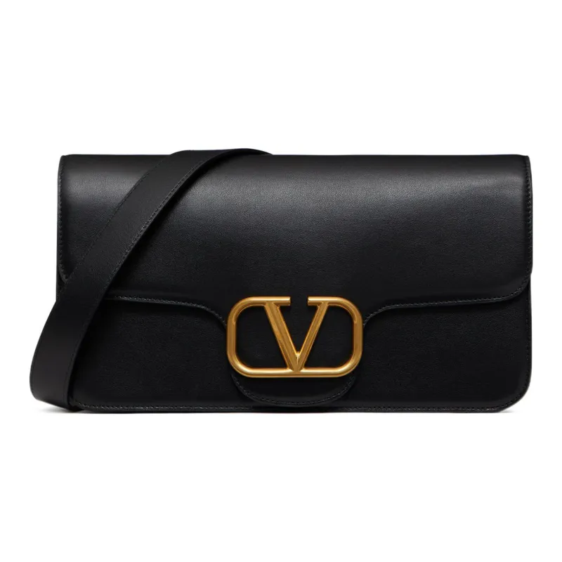 Valentino Calfskin Messenger Bag Crossbody Bag Shoulder Bag Men's Black-0