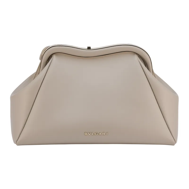 BVLGARI Serpentine Calfskin Evening Bag, Crossbody Bag, Shoulder Bag, Clutch Medium Size Women's Gray-1