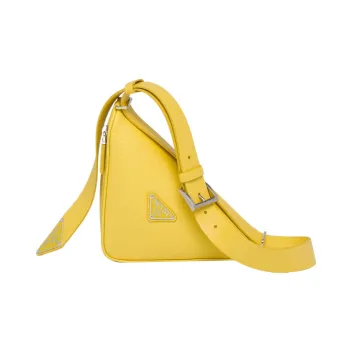 PRADA Saffiano Leather Triangle Bag Fanny Pack Regular Men's Sunlight Yellow