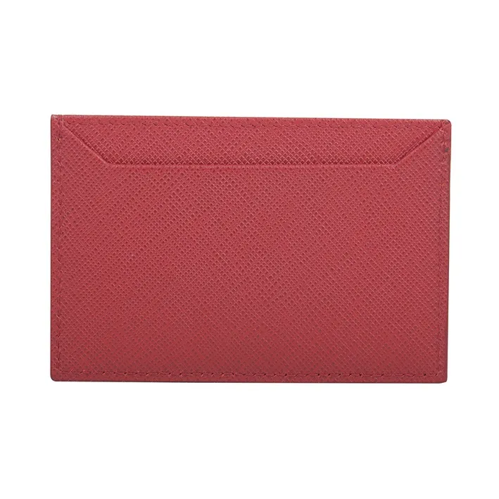 PRADA Saffiano Cow Leather Card Holder Women's Burgundy-2
