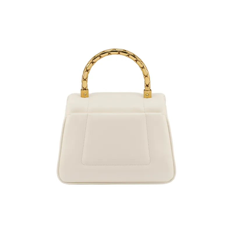 BVLGARI Serpenti Reverse Calfskin Shoulder Bag, Crossbody Bag, Handbag Small Size Women's White-2