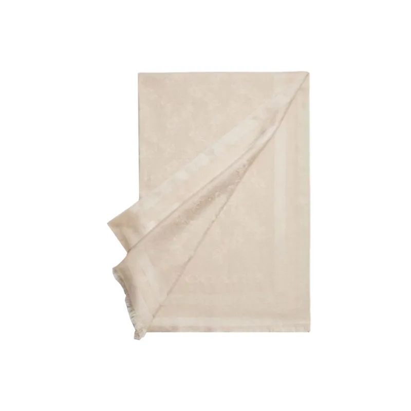 COACH Cotton Mulberry Silk Knit Scarves Women's Beige-0