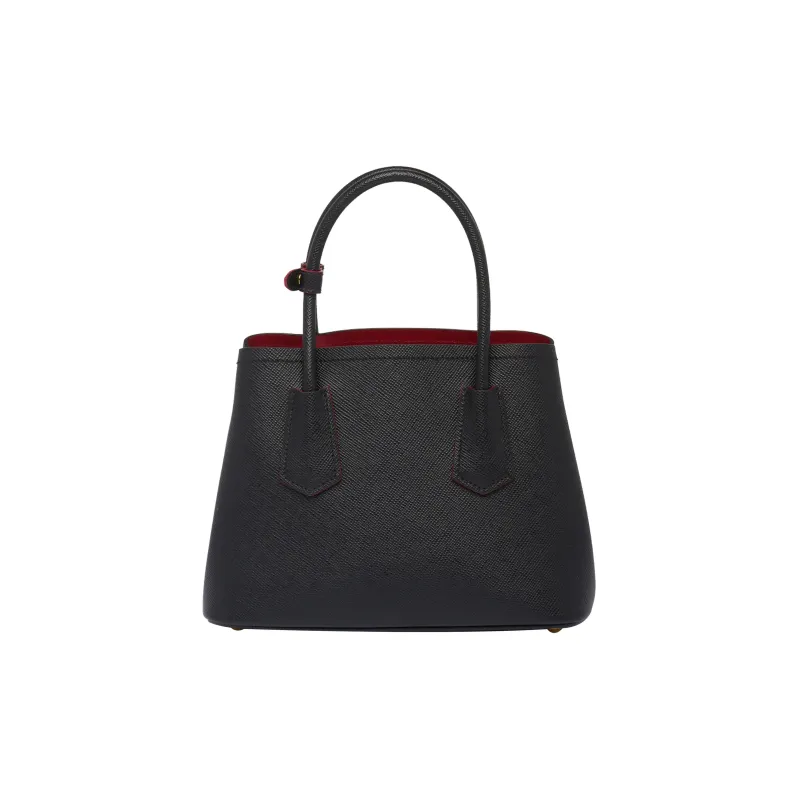 PRADA Double Leather Shoulder Bag Crossbody Bag Handbag Mini Women's Black-2