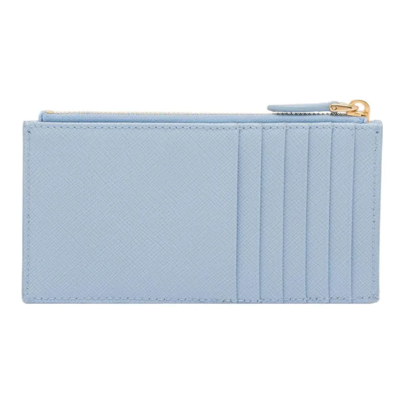 PRADA Saffiano Leather Card Holder Women's Sky Blue-1