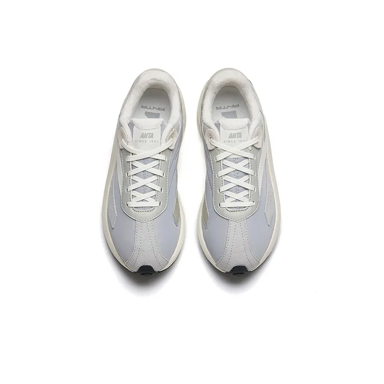 Anta Icing Cushioned Anti-Slip And Wear-Resistant Lightweight Low-Top Running Shoes Men's Gray White-2