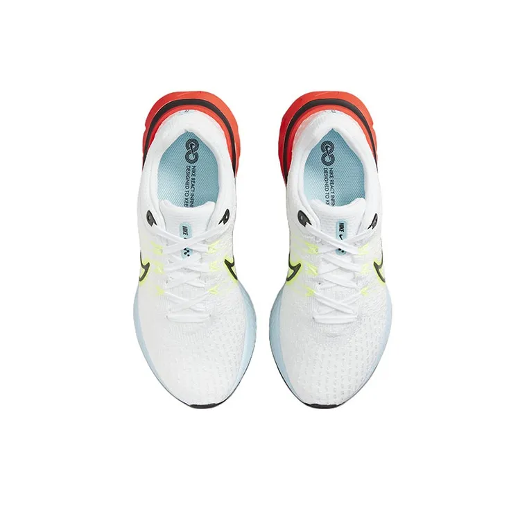 Nike React Infinity Run Flyknit 3 White Volt Bright Crimson Women's-3