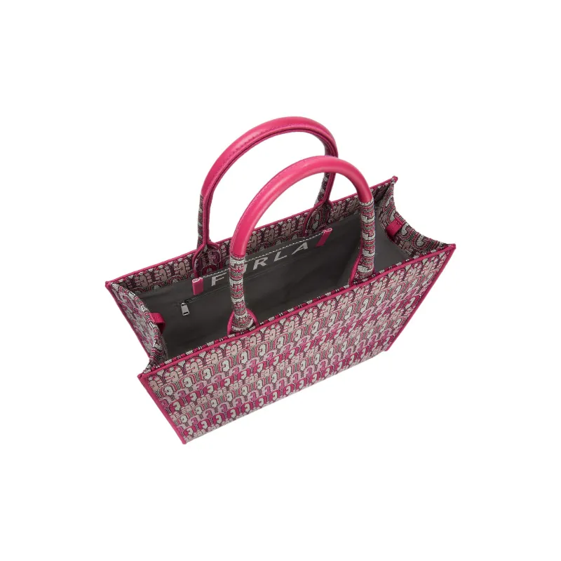 Furla Opportunity Ethnic Style Jacquard Fabric Tote Bag Shopping Bag Square Bag Handbag Large Size Women's Purple-3
