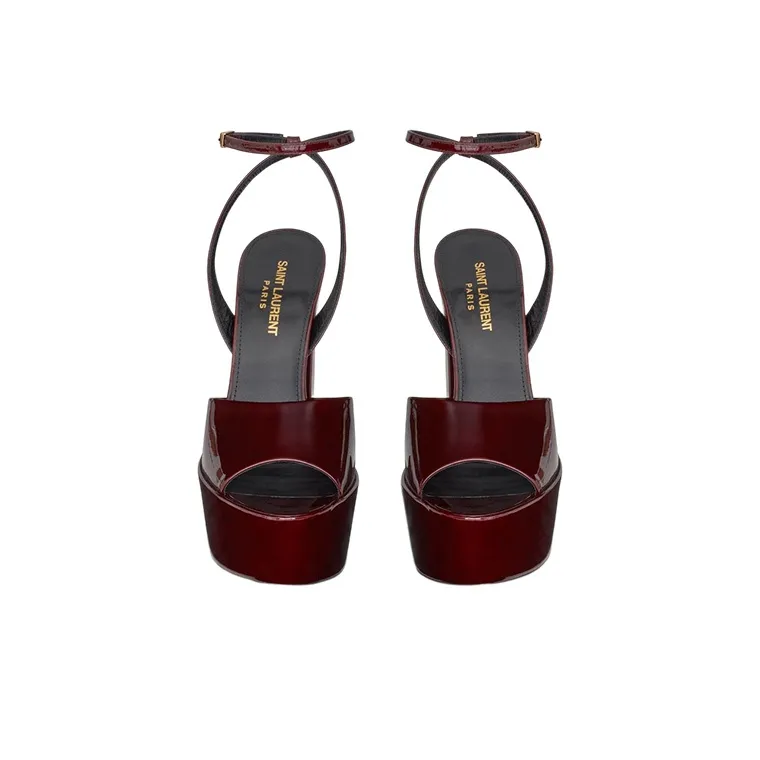 SAINT LAURENT One Strap Sandals Women's Deep Bordeaux-2