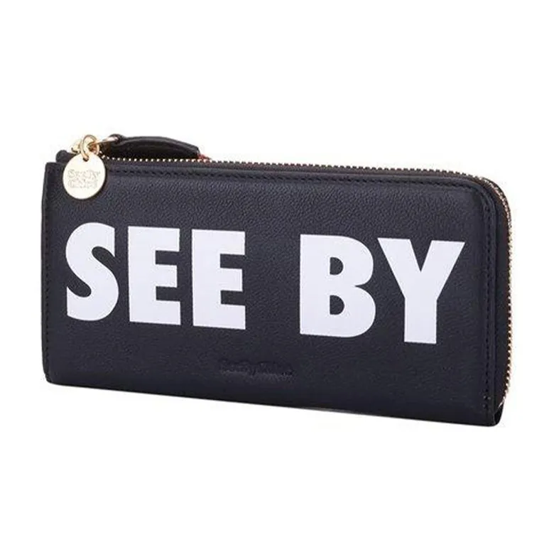 See By Chloe Joris Cow Leather Card Holders Clutches Wallets Women's Black-2