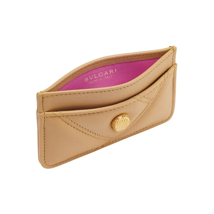 BVLGARI Serpenti Cabochon Calfskin Card Holder Card Holder Women's Brown-2