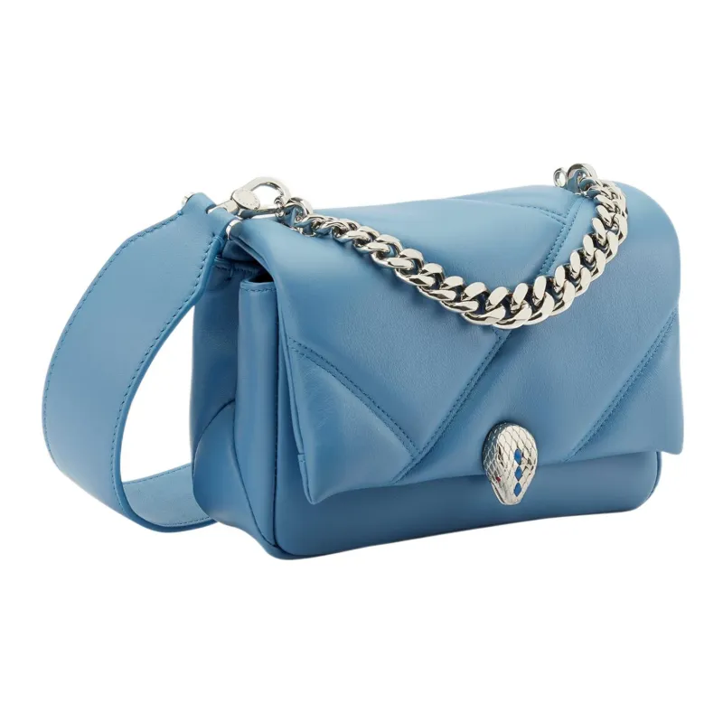 BVLGARI Serpenti Cabochon Calfskin Shoulder Bag Crossbody Bag Mini Women's Blue-1