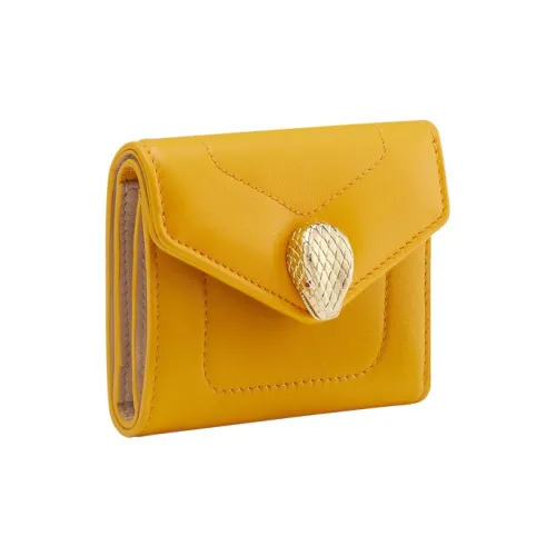 BVLGARI Serpenti Reverse Calfskin Wallet Women's Yellow