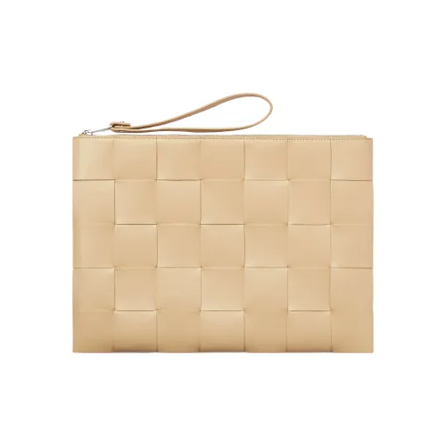 Bottega Veneta Calfskin Clutch Tubas Men's Gold