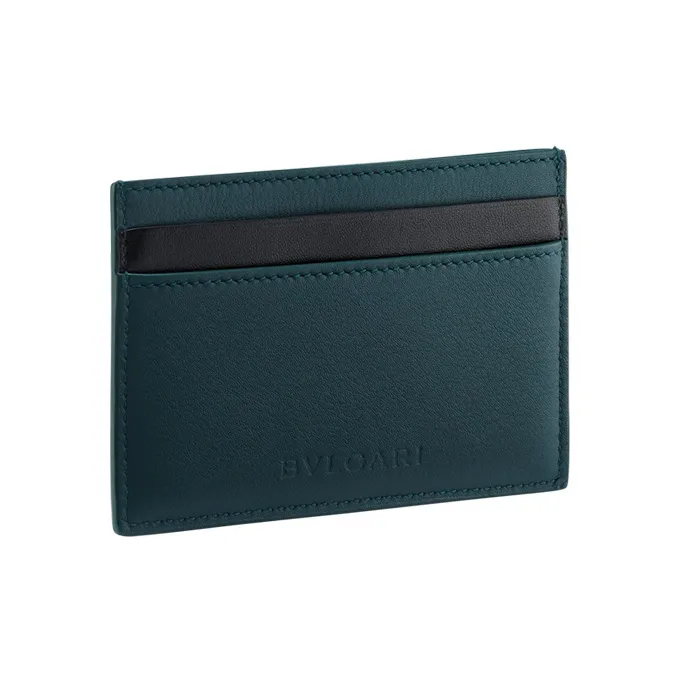 BVLGARI B.Zero1 Series Calfskin Card Holder Men's Green-1