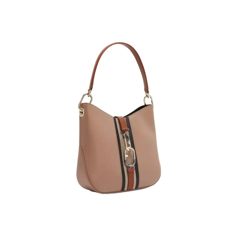 Furla Sirena Collection Calfskin Patchwork Suede Handbags Shoulder Bag Crossbody Bag Small Size Women's Brown-2