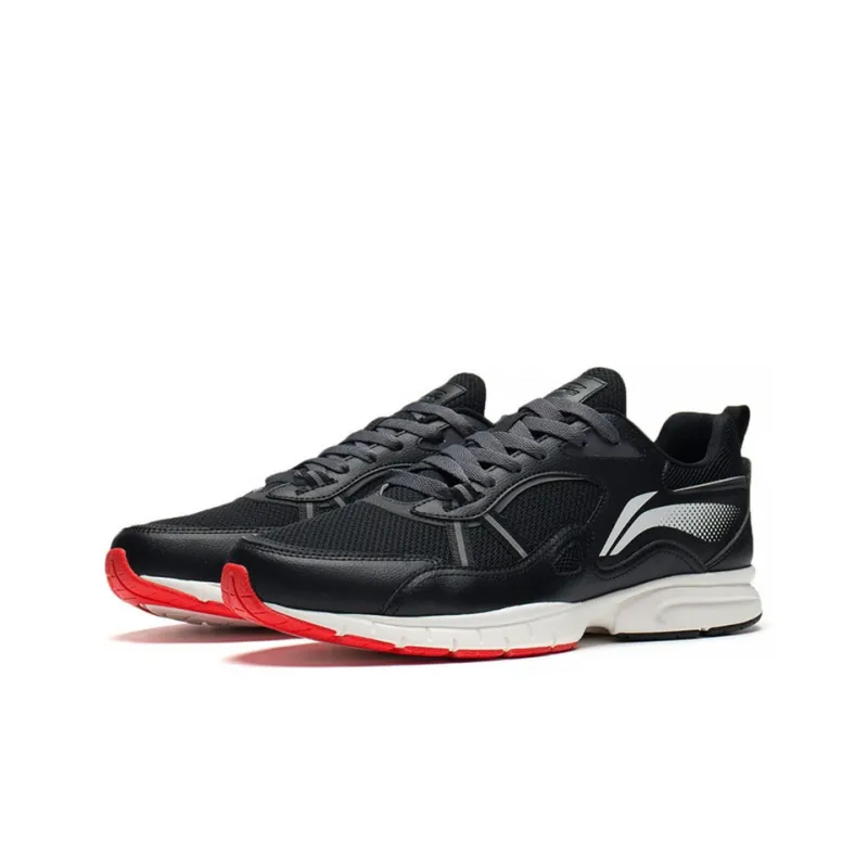 LiNing Cushioned Anti-Slip Wear-Resistant Breathable Lightweight Low-Top Running Shoes Men's Black Gray-2
