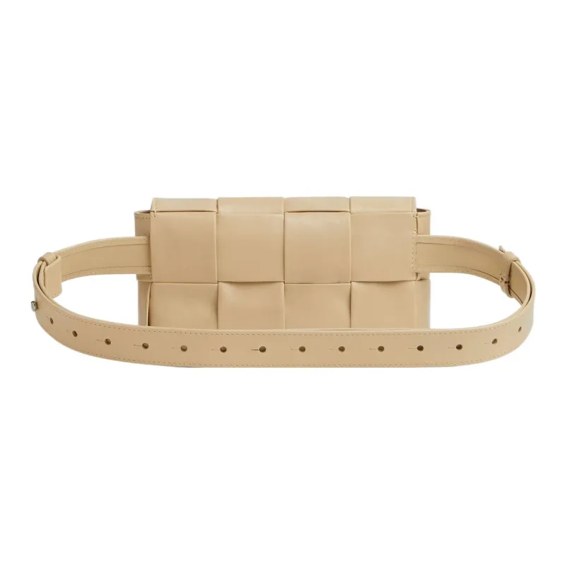 Bottega Veneta Cassette Belt Cow Leather Box Bag Camera Bag Fanny Pack, Crossbody Bag Mini Men's Beige Yellow-2