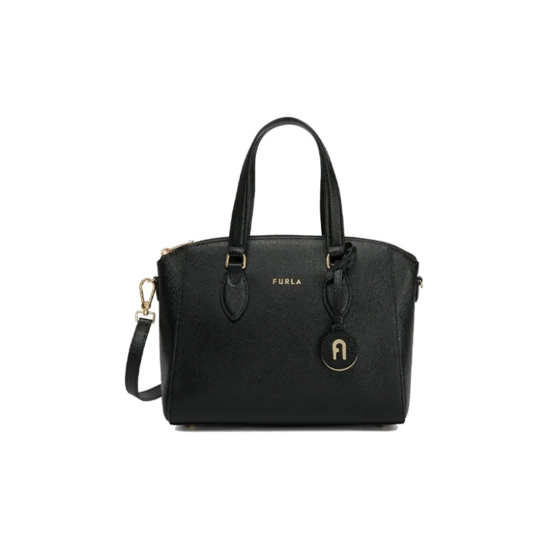 Furla Minerva Calfskin Handbag Shoulder Bag Crossbody Bag Small Size Women's Black-0