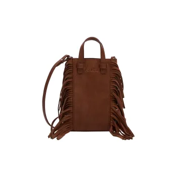 Furla Miastella Suede Handbag Shoulder Bag Crossbody Bag Small Size Women's Dark Brown