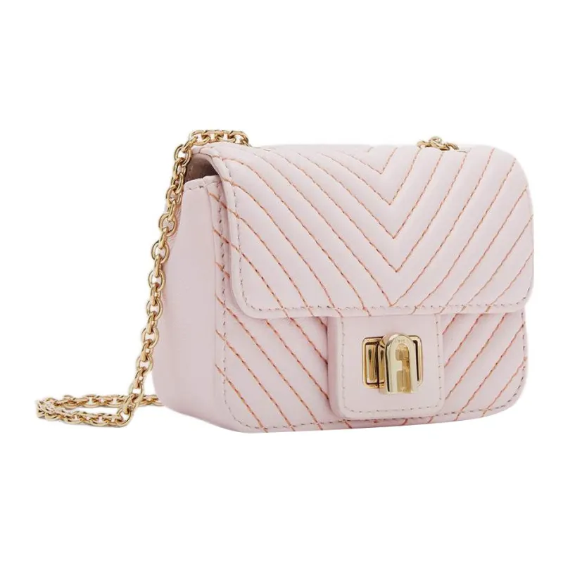 Furla Pop Star Nappa Lambskin One Shoulder Crossbody Clutches Mini Women's Light Pink-1