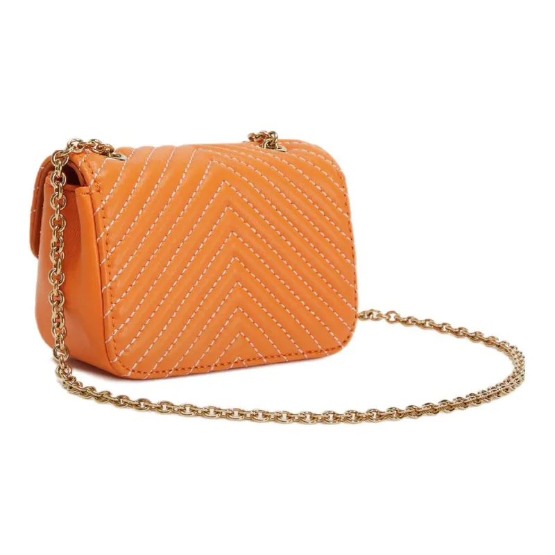 Furla Pop Star Quilting Nappa Lambskin Clutch Bag Over The Shoulder Mini Women's Bright Orange-2