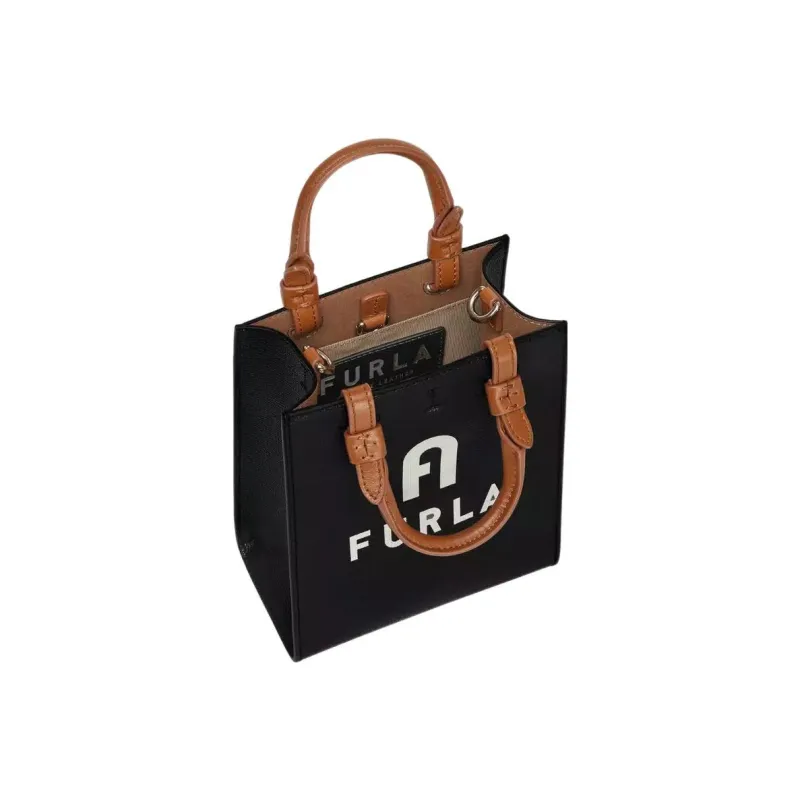 Furla Crumbs Leather Tote Bag Shopping Bag Handbag Shoulder Bag Crossbody Bag Mini Women's Black-3