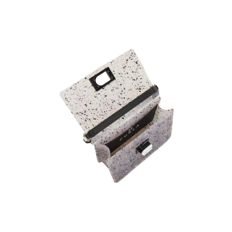 Furla 1927 Collection Soft Rubber Handbag, Shoulder Bag, Crossbody Bag Mini Women's Gray Black-3