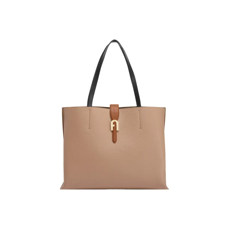 Furla Sofia Collection Grain Texture Leather Tote Bag Shopping Bag Shoulder Bag Handbag Large Size Women's Light Brown-0